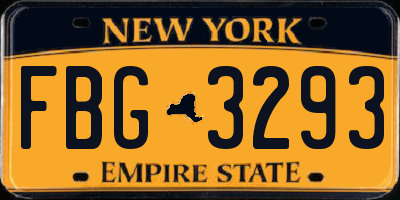 NY license plate FBG3293