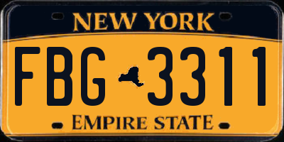 NY license plate FBG3311