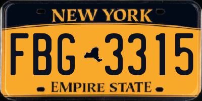 NY license plate FBG3315