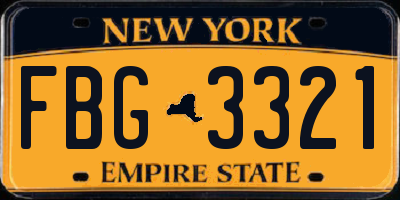 NY license plate FBG3321