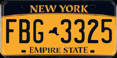 NY license plate FBG3325