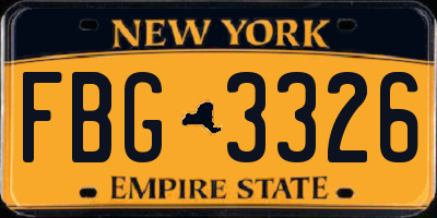 NY license plate FBG3326