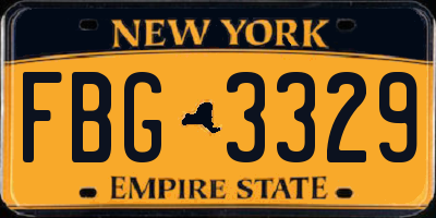 NY license plate FBG3329