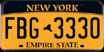 NY license plate FBG3330