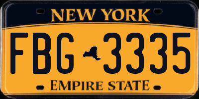 NY license plate FBG3335
