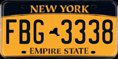 NY license plate FBG3338