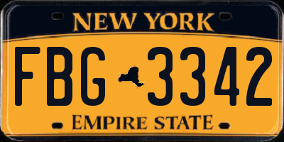 NY license plate FBG3342