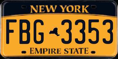 NY license plate FBG3353