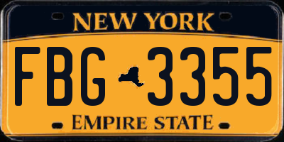 NY license plate FBG3355