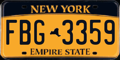 NY license plate FBG3359