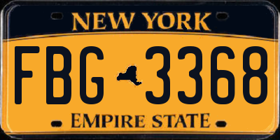 NY license plate FBG3368