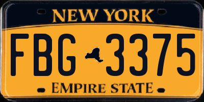 NY license plate FBG3375