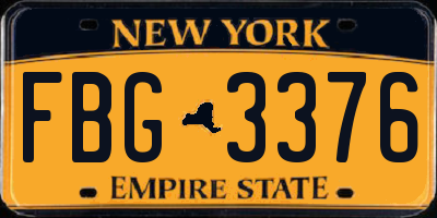 NY license plate FBG3376