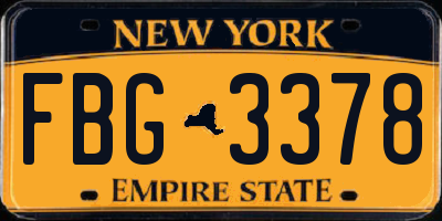 NY license plate FBG3378