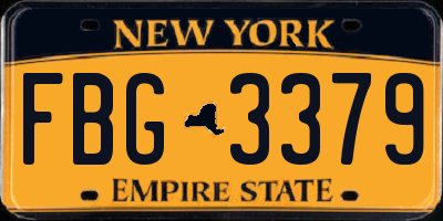 NY license plate FBG3379