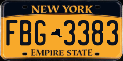 NY license plate FBG3383