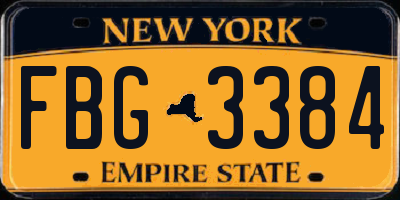 NY license plate FBG3384