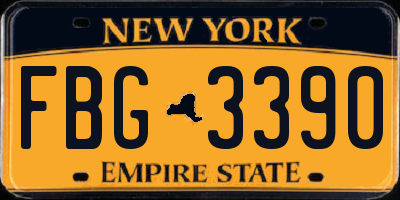 NY license plate FBG3390