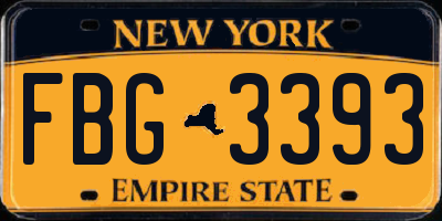 NY license plate FBG3393