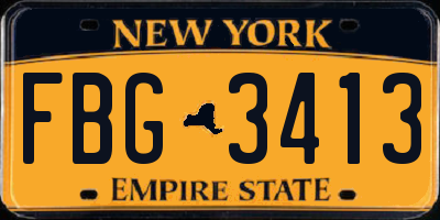 NY license plate FBG3413