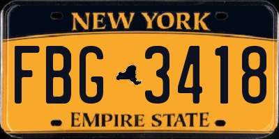 NY license plate FBG3418