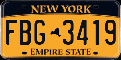 NY license plate FBG3419