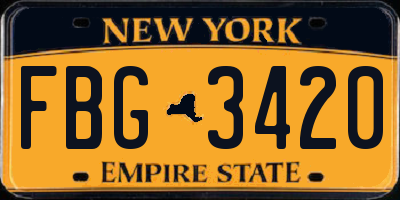 NY license plate FBG3420