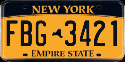NY license plate FBG3421