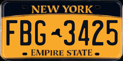 NY license plate FBG3425