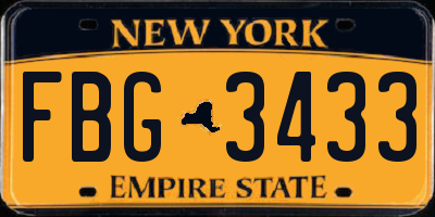 NY license plate FBG3433