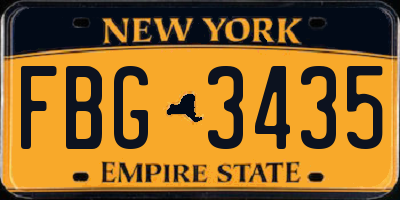 NY license plate FBG3435