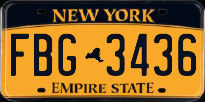 NY license plate FBG3436
