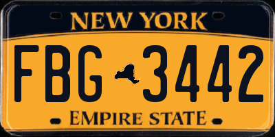 NY license plate FBG3442