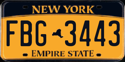 NY license plate FBG3443
