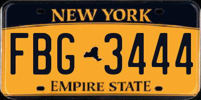 NY license plate FBG3444