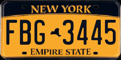 NY license plate FBG3445