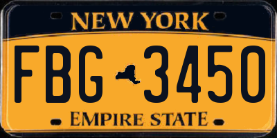 NY license plate FBG3450