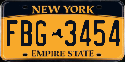 NY license plate FBG3454