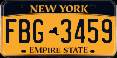 NY license plate FBG3459