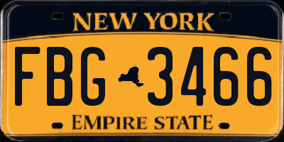 NY license plate FBG3466