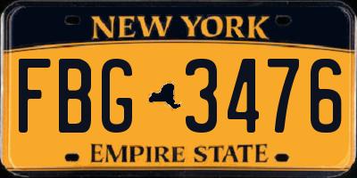 NY license plate FBG3476