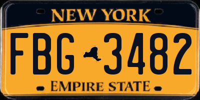 NY license plate FBG3482