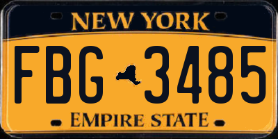 NY license plate FBG3485