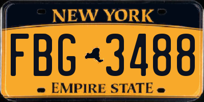 NY license plate FBG3488