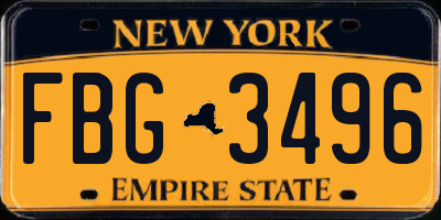 NY license plate FBG3496