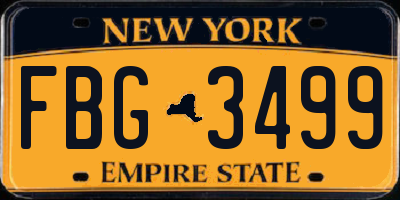 NY license plate FBG3499