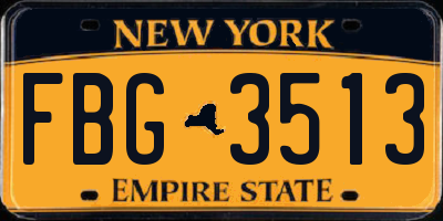 NY license plate FBG3513