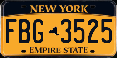 NY license plate FBG3525