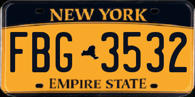 NY license plate FBG3532