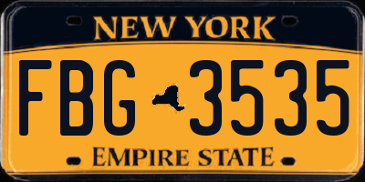 NY license plate FBG3535